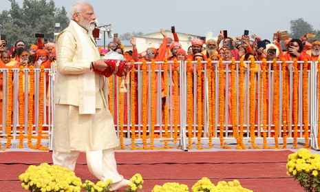 Modi to inaugurate Hindu temple ahead of elections.